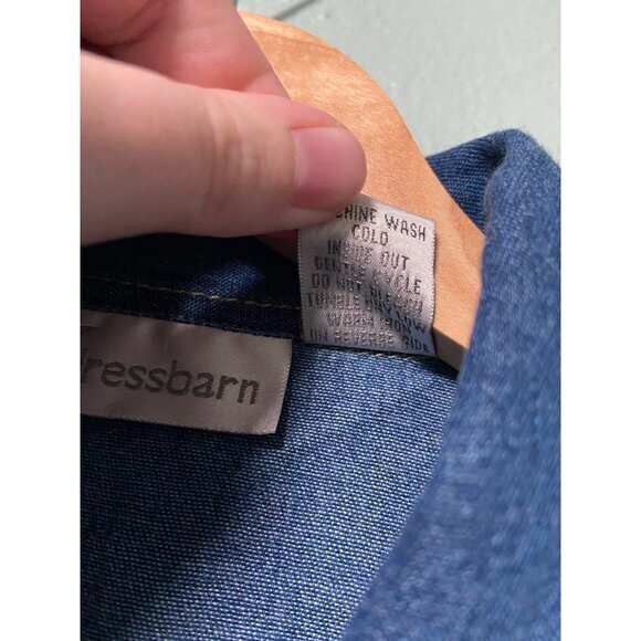 Vintage Dressbarn Women's Snow Winter Snowflake White and Blue Denim Vest XL‎ - Picture 7 of 8